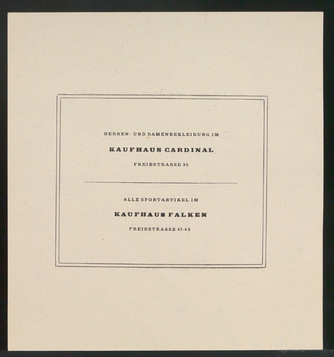 Probedrucke für Zeitungsanzeige Kaufhaus Cardinal, Kaufhaus Falken — Blatt 3