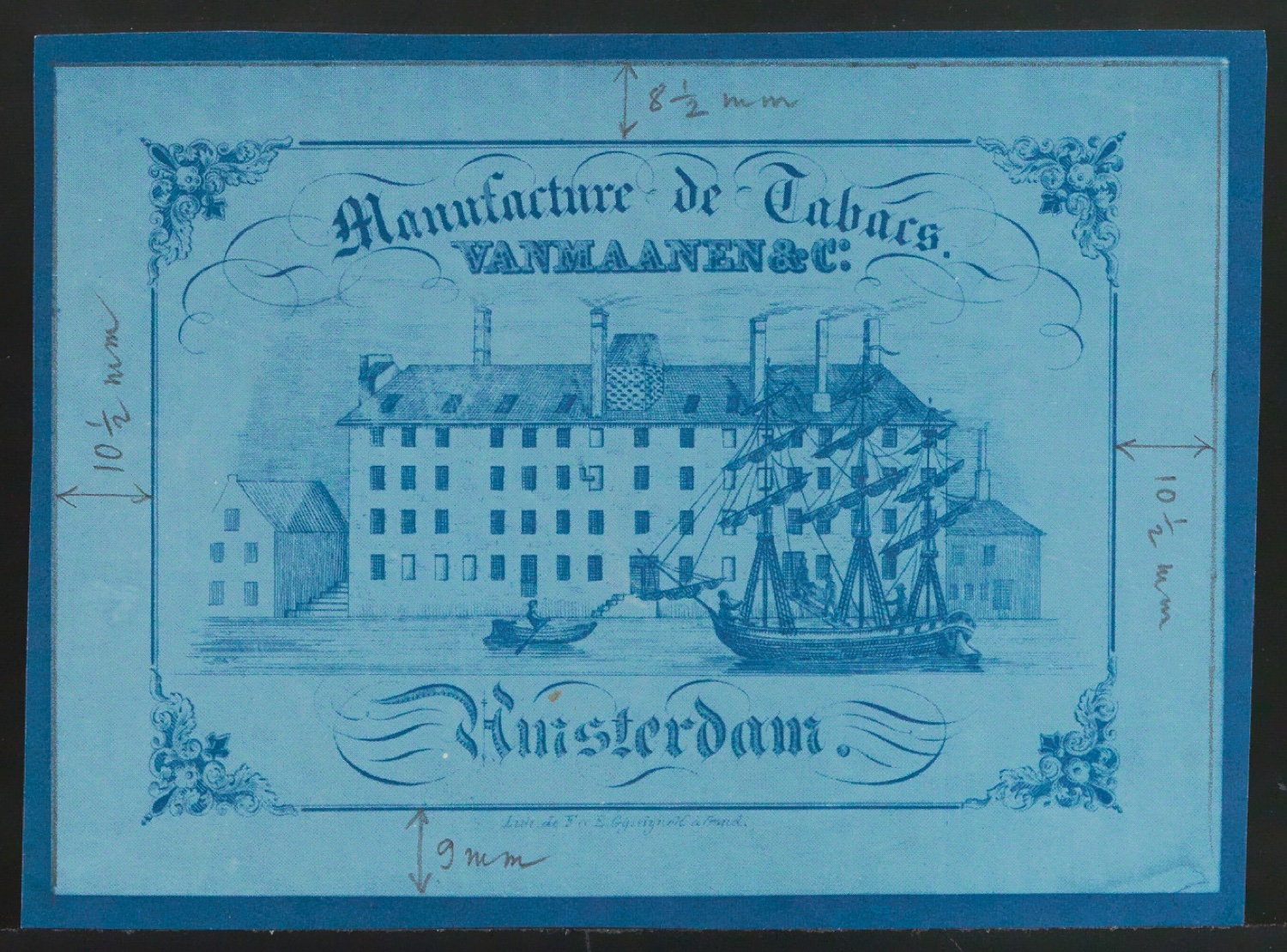 Korrekturfahne einer reproduzierten Visitenkarte für Geschichte der Schrift in Bildern, 1. Auflage — Blatt 1