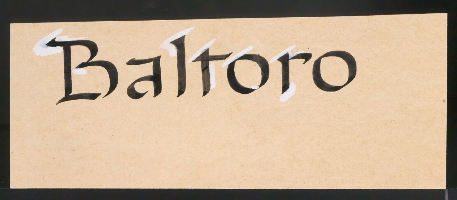 Kalligrafie für das Titelschild von Baltoro — Blatt 1