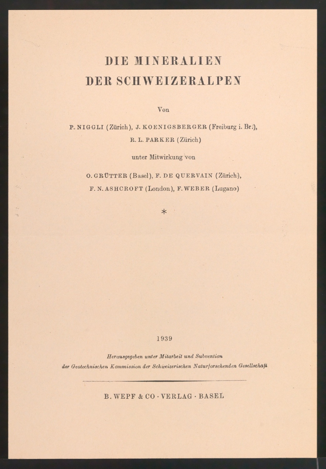 Probedrucke und Korrekturfahnen für das Titelblatt von Die Mineralien der Schweizeralpen — Blatt 3