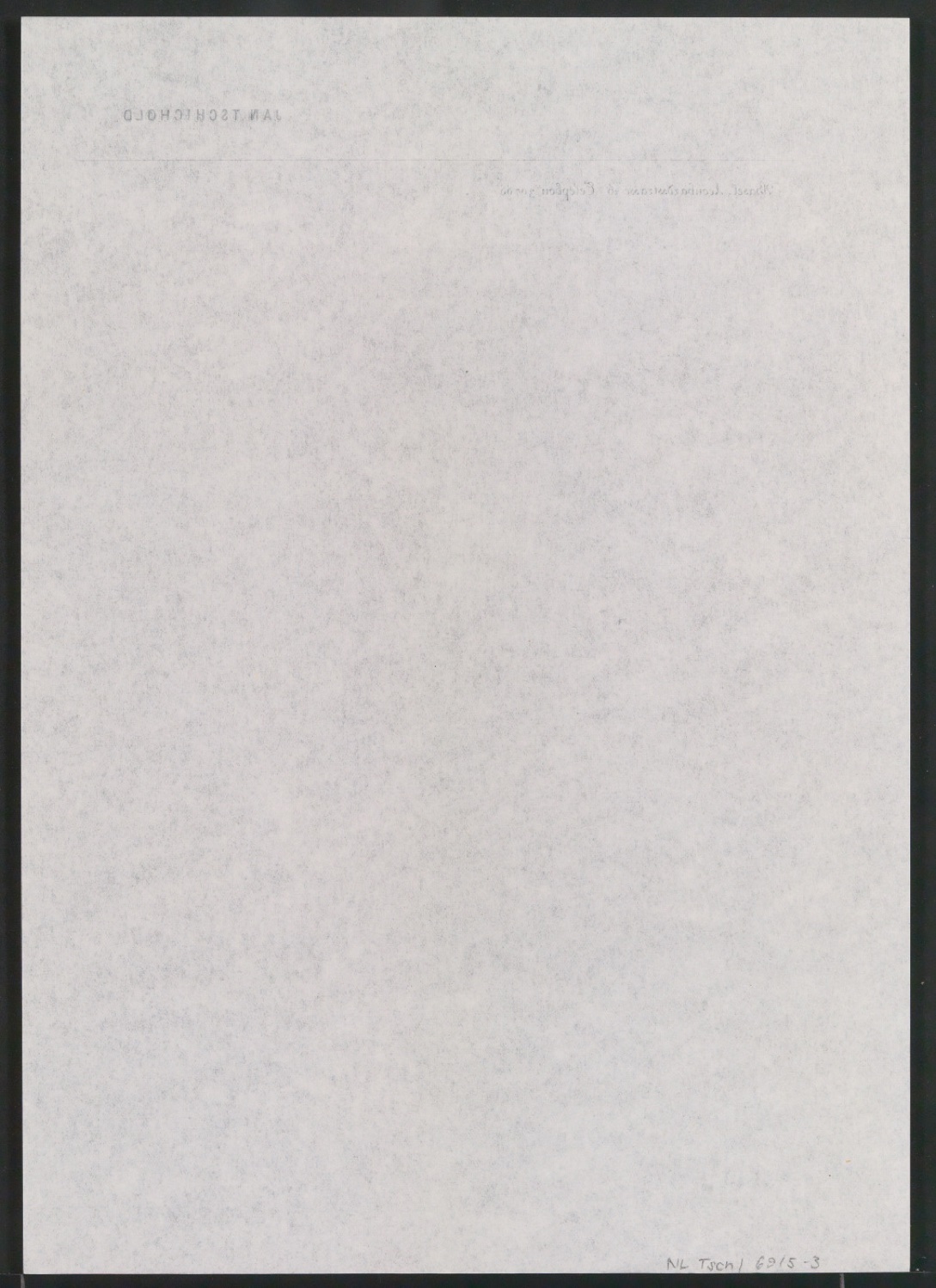 Briefbogen für Jan Tschichold, Leonhardsstrasse 26 — Blatt 2