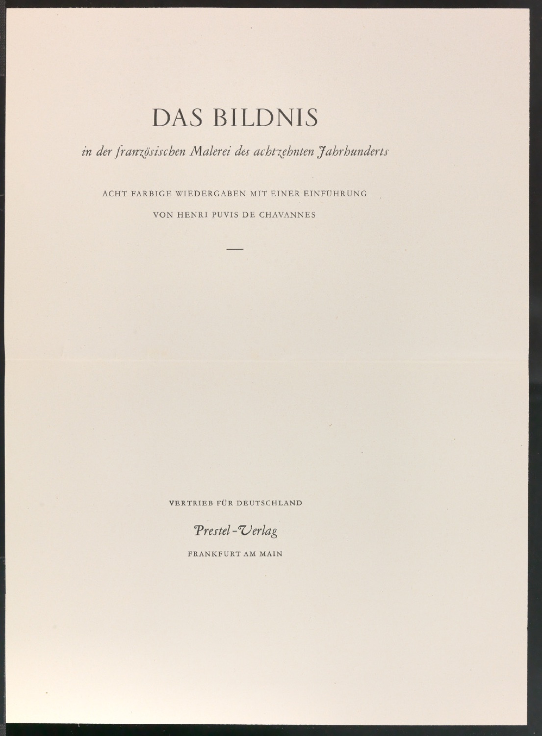 Probedruck für das Titelblatt von Das Bildnis in der französischen Malerei des 18. Jahrhunderts — Blatt 1
