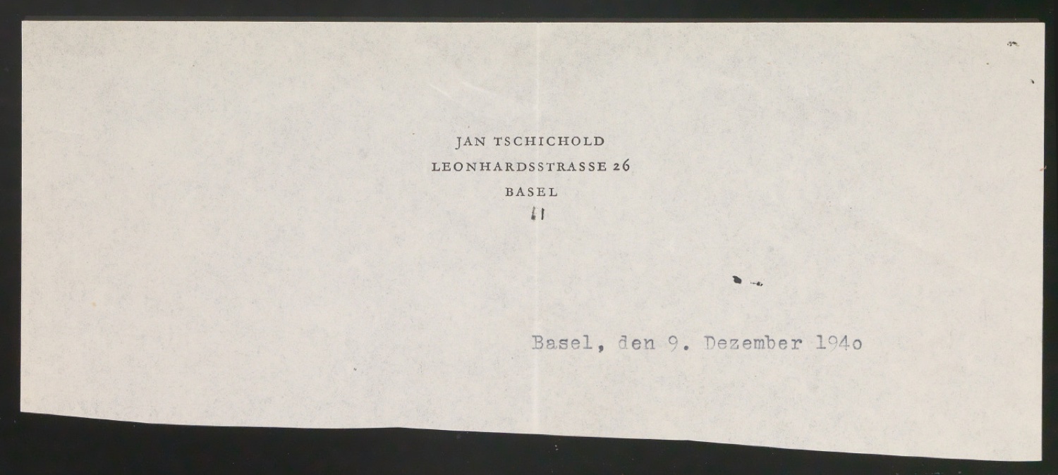 Ausschnitte von Briefbögen für Jan Tschichold — Blatt 3