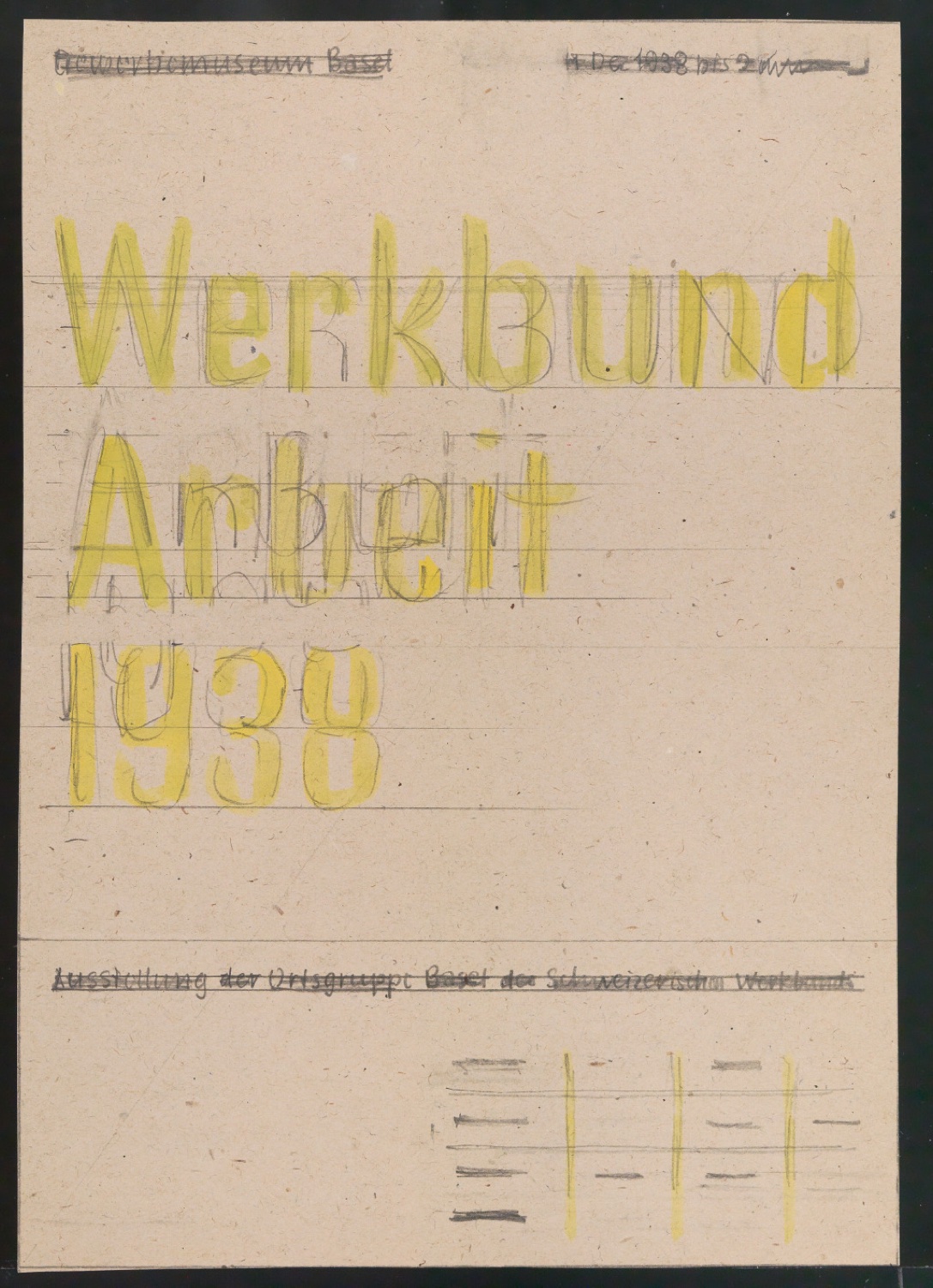 Entwurfszeichnung von Ausstellungsplakat Werkbund Arbeit 1938 — Blatt 1