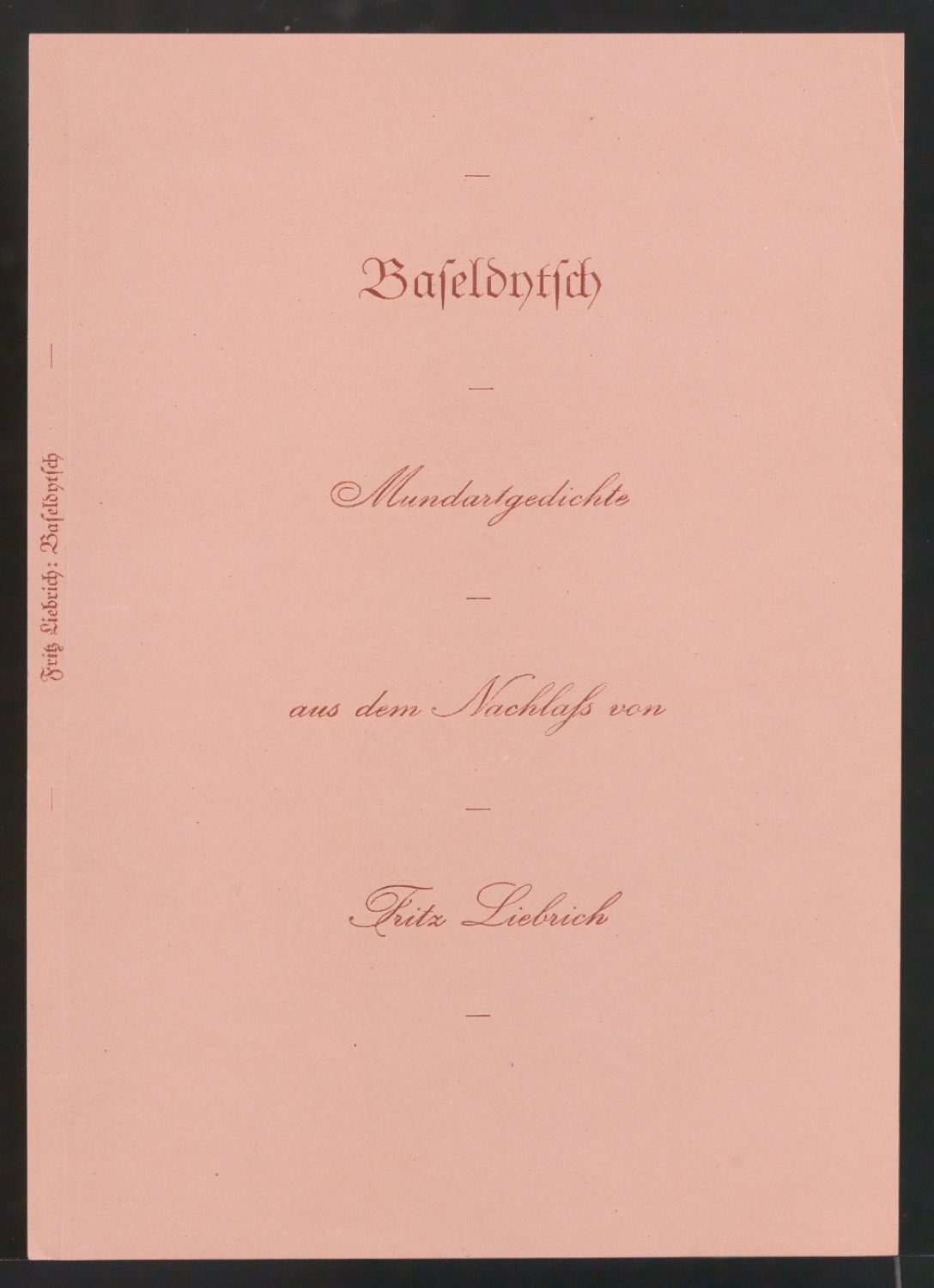Probedruck für den Bucheinband von Baseldytsch — Blatt 1