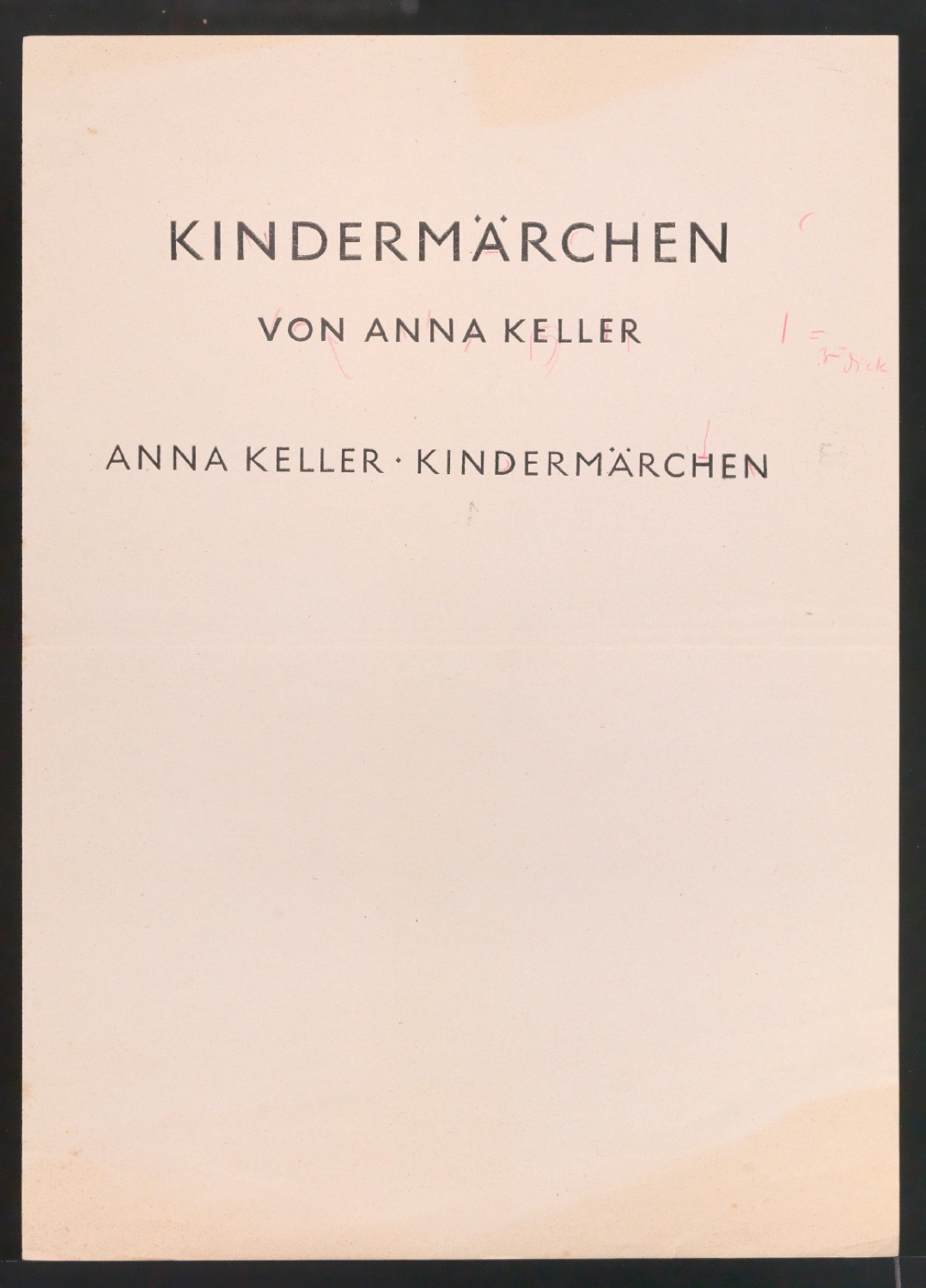 Korrekturfahne für das Titelblatt von Kindermärchen — Blatt 1