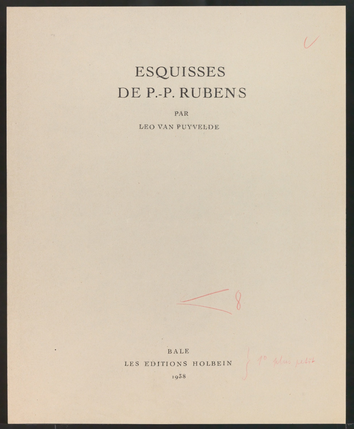 Probedrucke von Werbeblatt und Titelblatt von Esquisses de P.-P. Rubens — Blatt 1