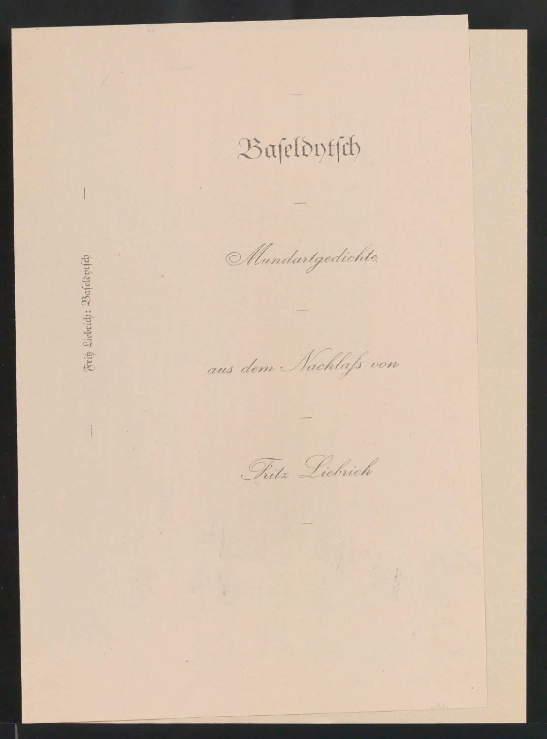 Entwurfszeichnung und Probedruck für den Bucheinband von Baseldytsch — Blatt 1