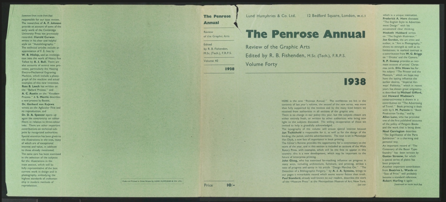 Schutzumschlag von The Penrose Annual Volume 40 — Blatt 1