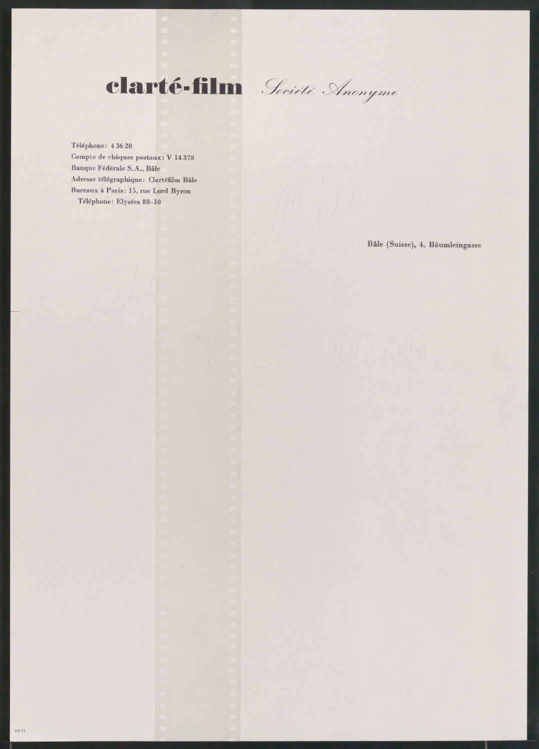 Briefbogen für Clarté-Film Aktiengesellschaft — Blatt 3