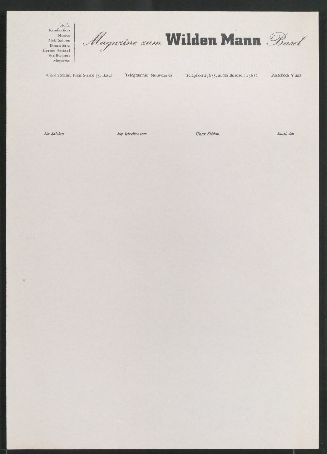Briefbogen für Magazine zum Wilden Mann — Blatt 3