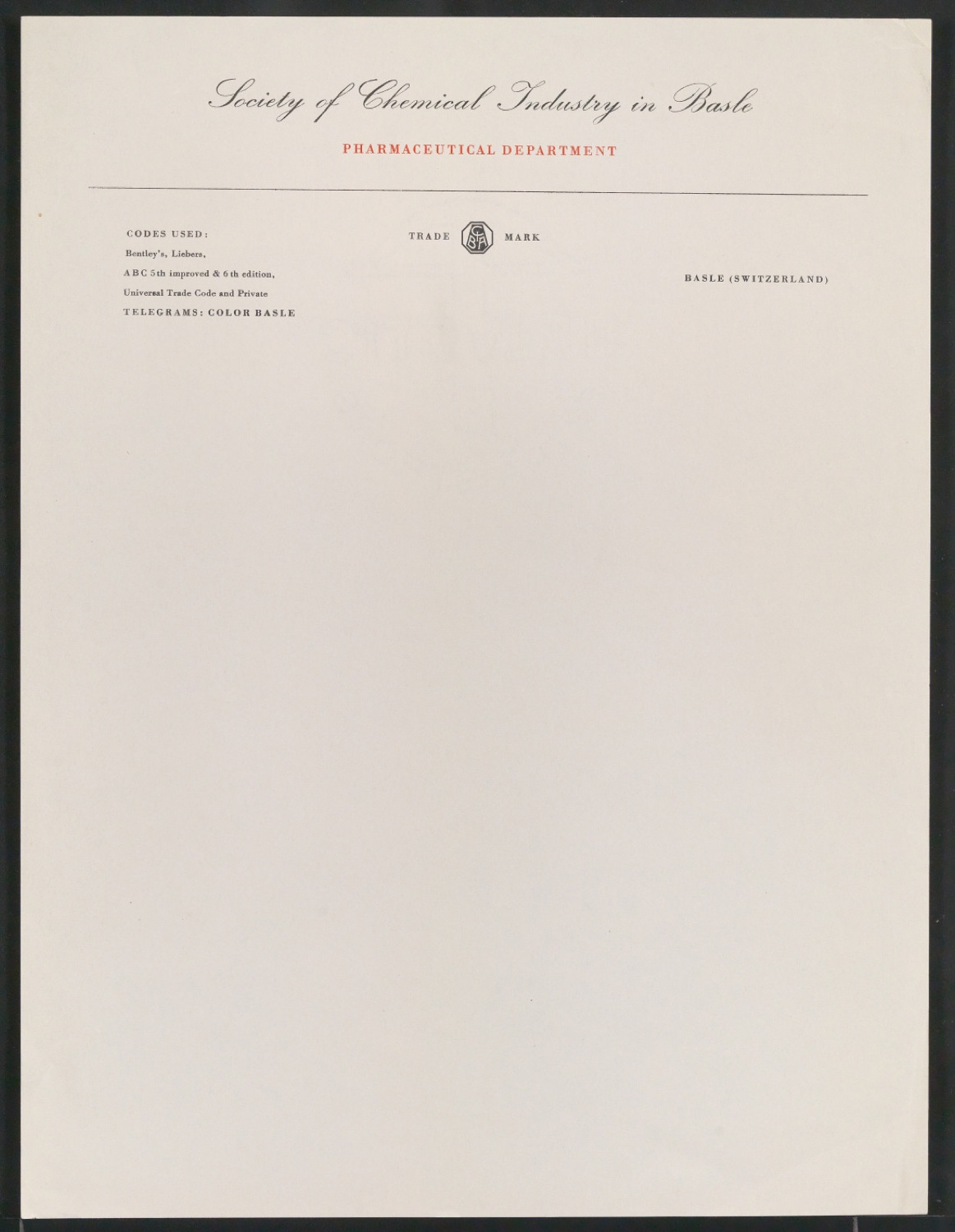 Briefbogen für Gesellschaft für chemische Industrie (Ciba) — Blatt 11