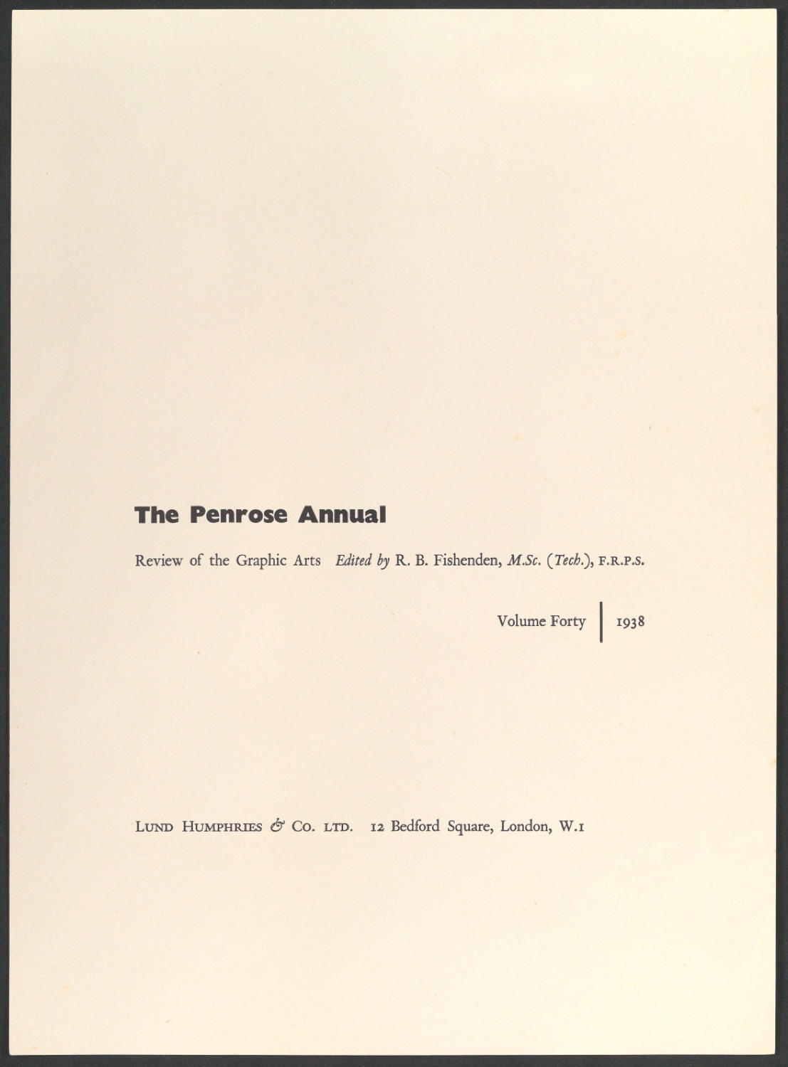 Titelblatt für Penrose Annual Volume 40 — Blatt 1
