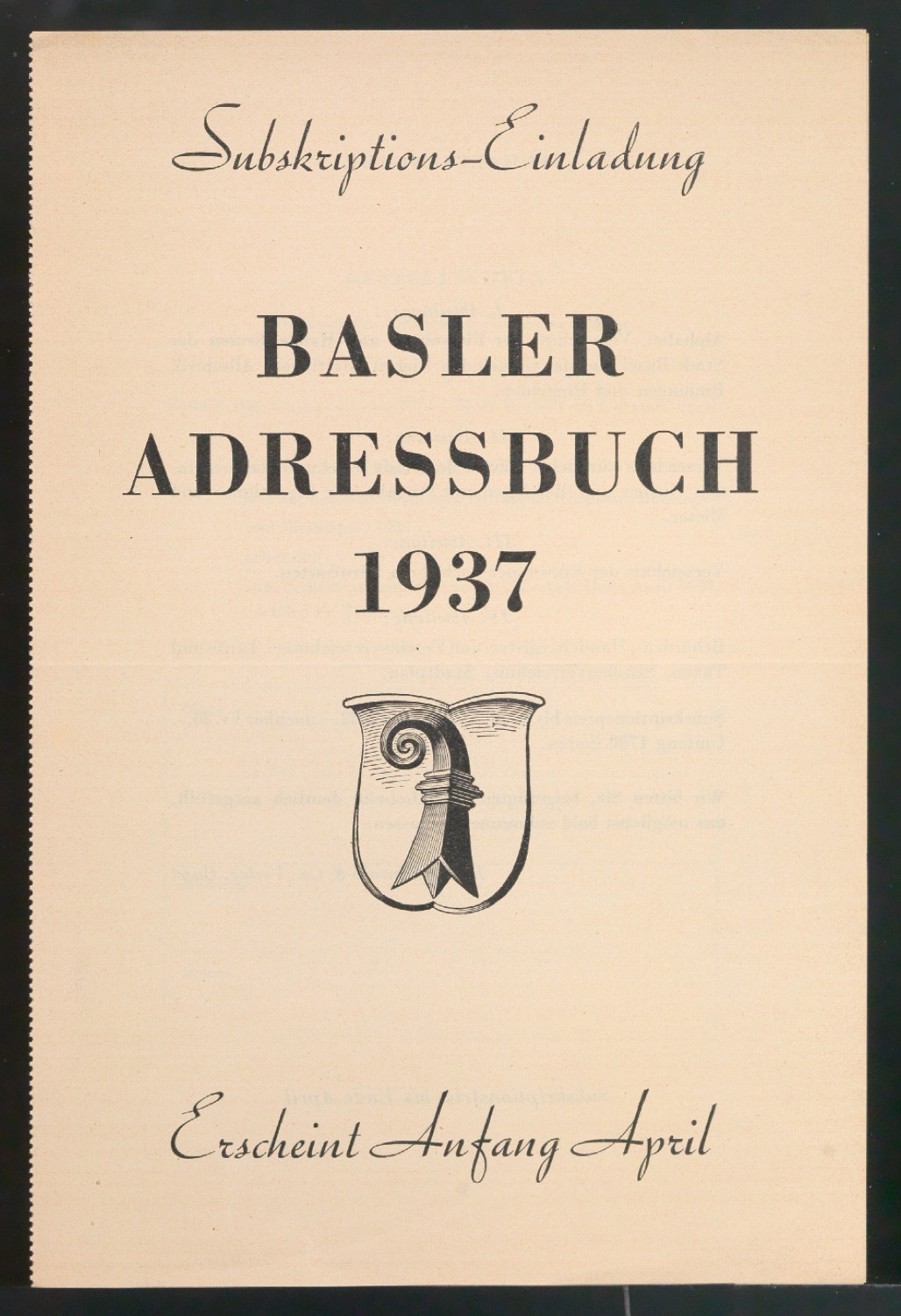 Einladung zur Subskription und Bestellschein für Baseler Adressbuch 1937 — Blatt 4