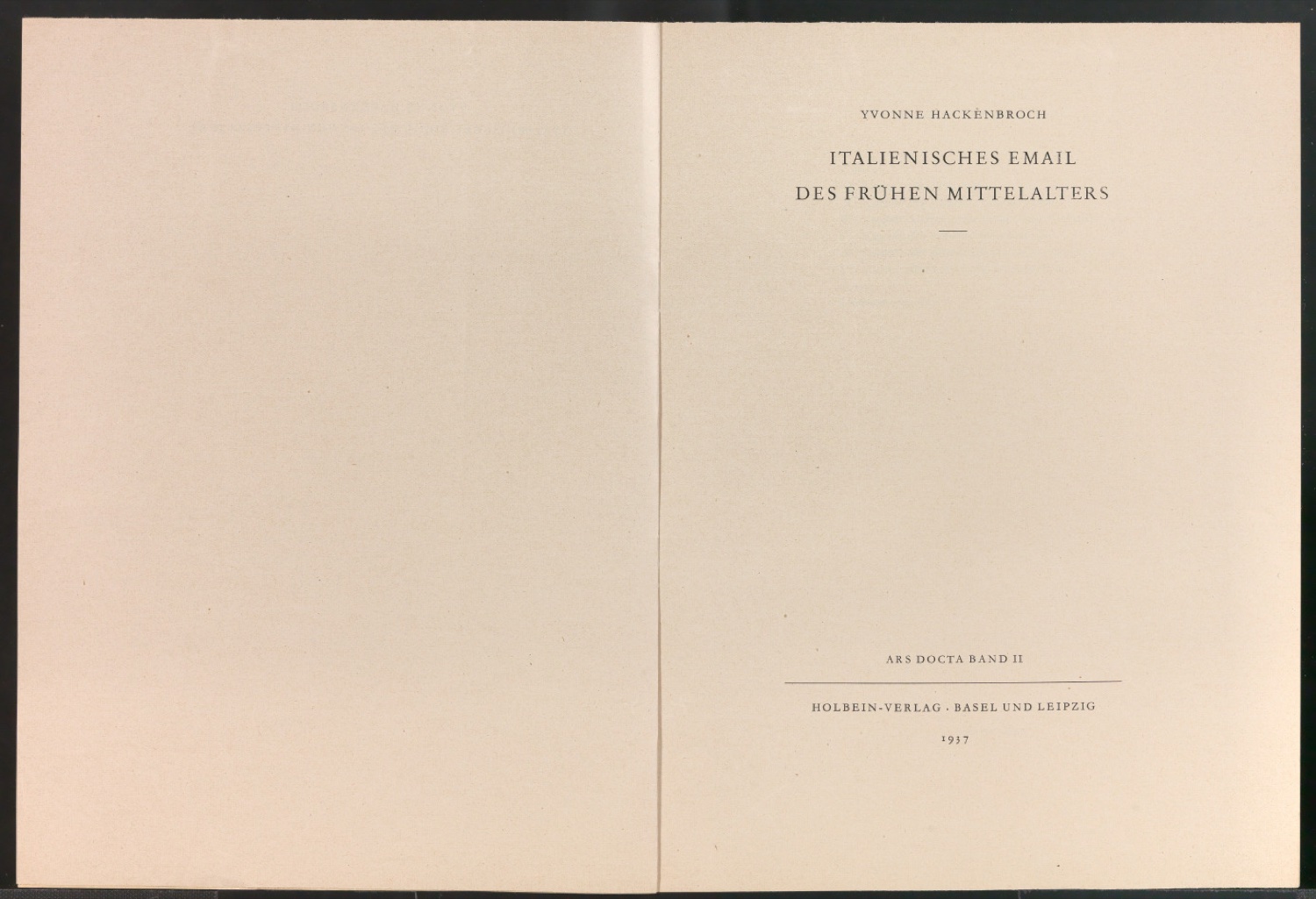 Probedrucke für Schmutztitel, Titelblatt und Inhaltsverzeichnis von Italienisches Email des frühen Mittelalters — Blatt 3