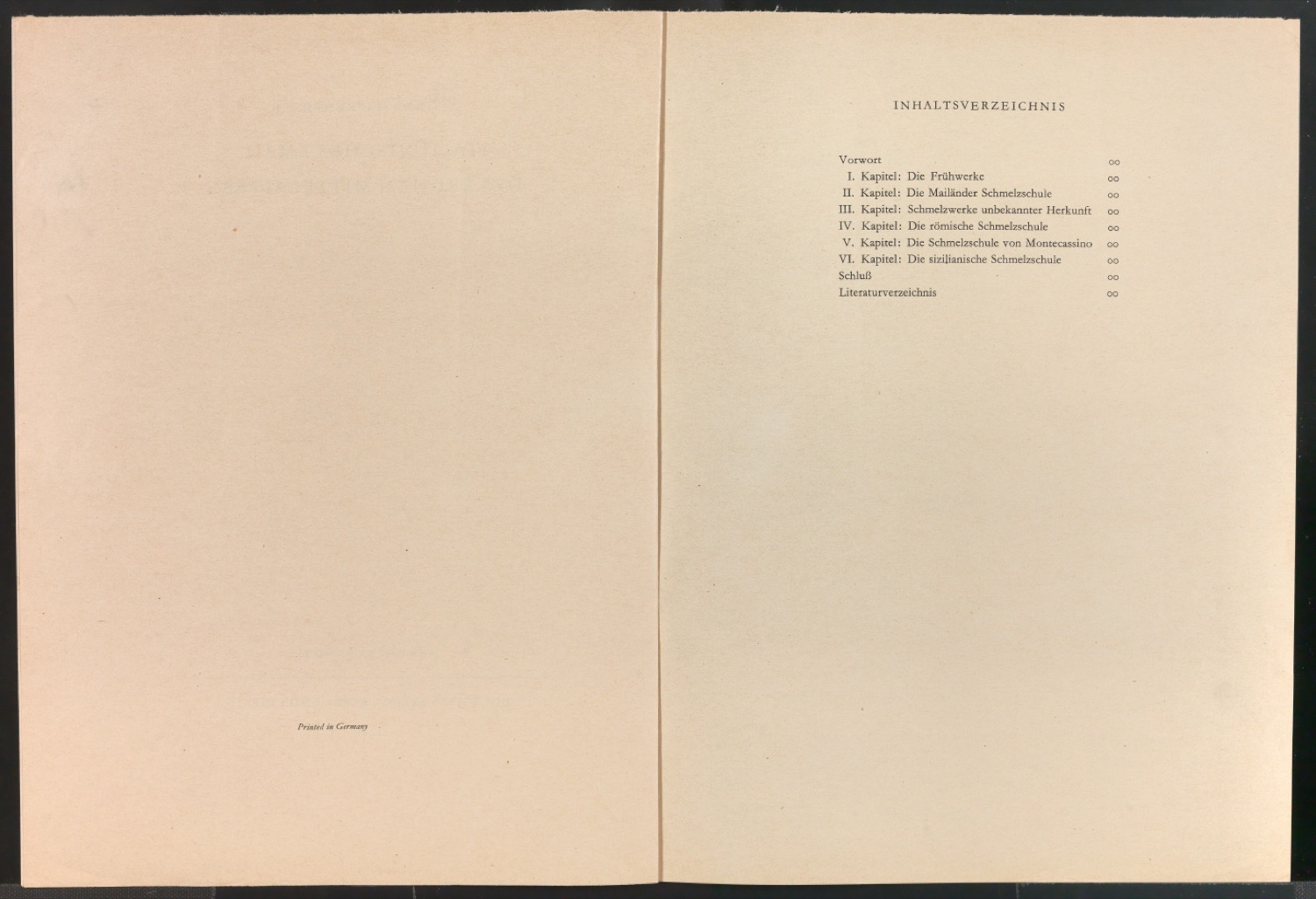 Probedrucke für Schmutztitel, Titelblatt und Inhaltsverzeichnis von Italienisches Email des frühen Mittelalters — Blatt 9