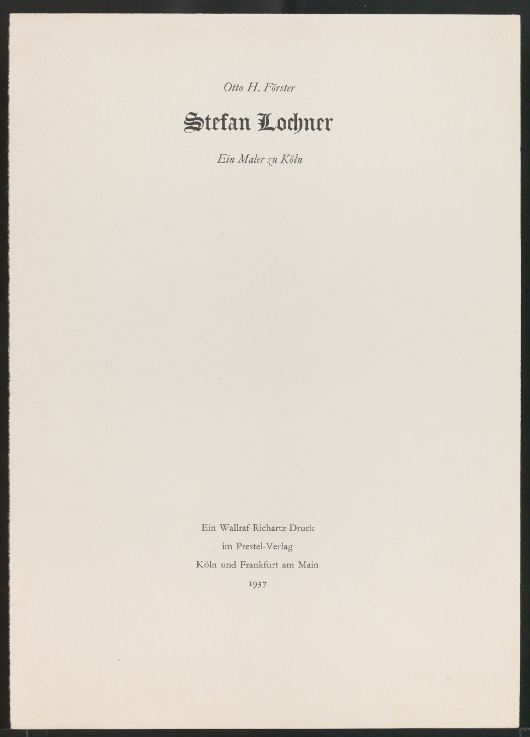 Titelblatt für Stefan Lochner — Blatt 1