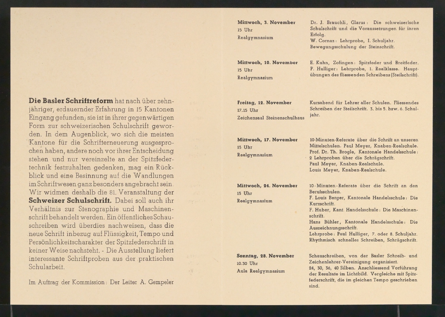 Entwurfszeichnung und Probedrucke für Handzettel Die Schweizer Schulschrift — Blatt 8