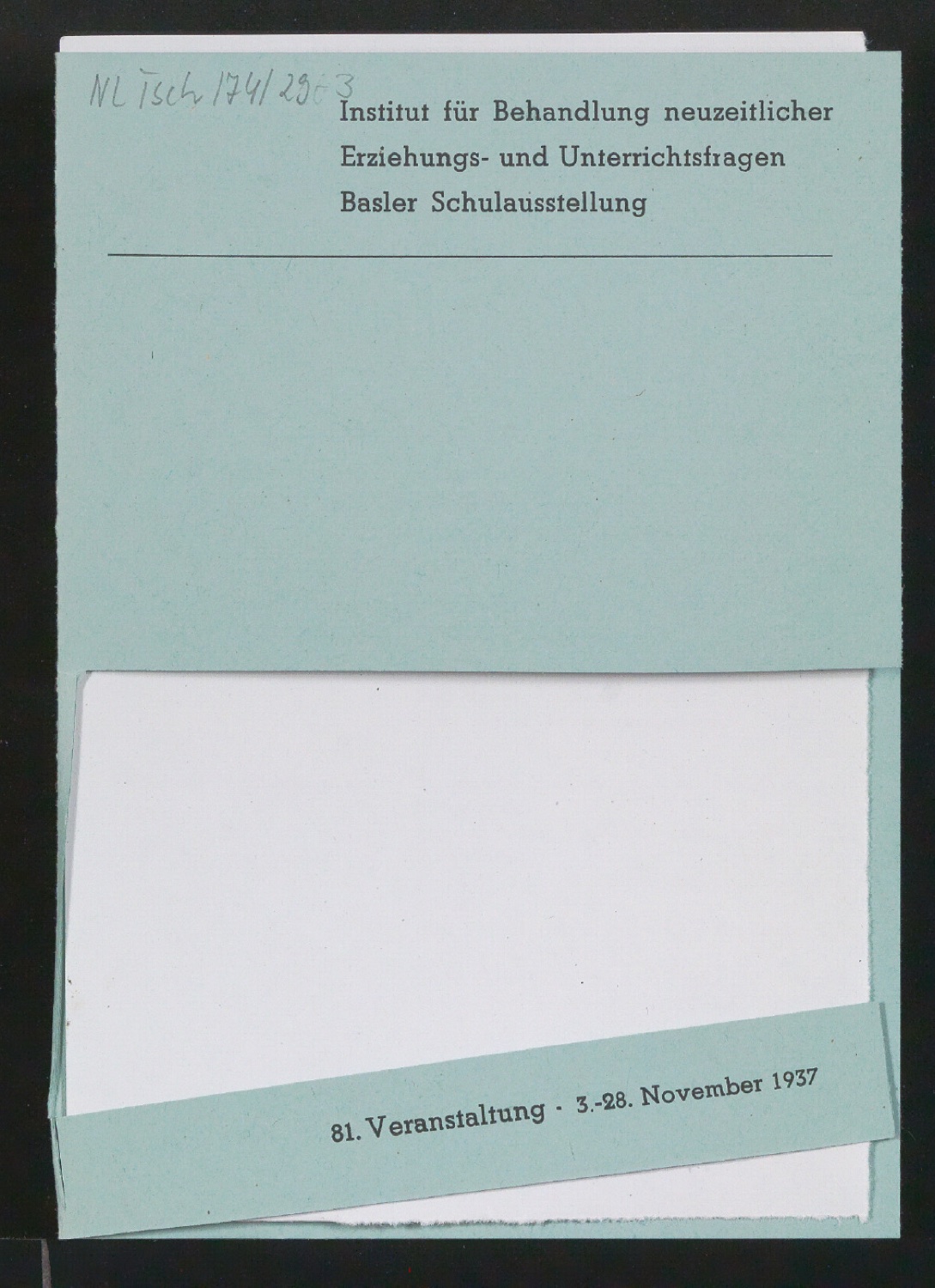Entwurfszeichnung und Probedrucke für Handzettel Die Schweizer Schulschrift — Blatt 10