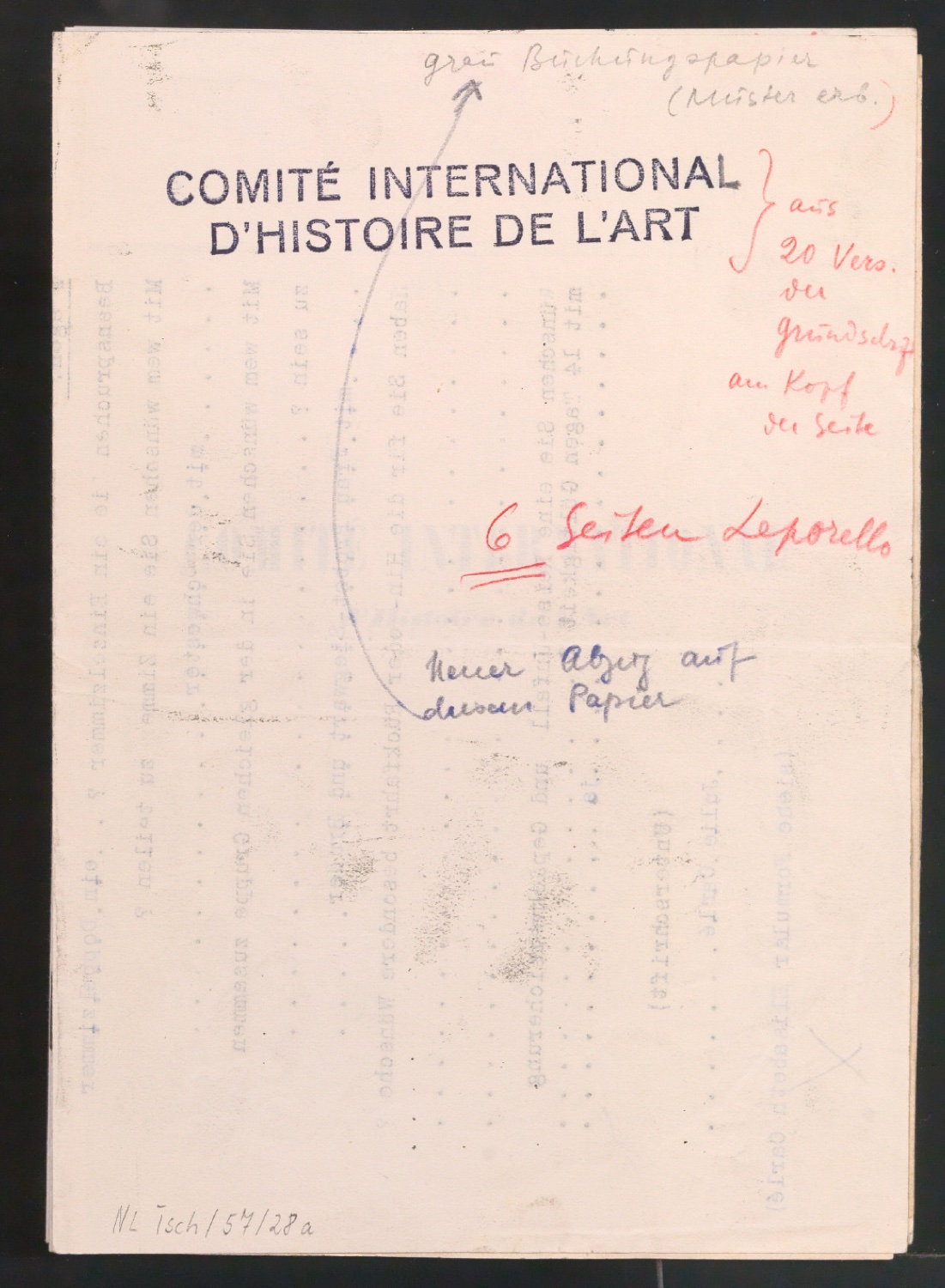 Korrekturfahne von Comité International d'historie de l'art - Reglement Constitutif — Blatt 1