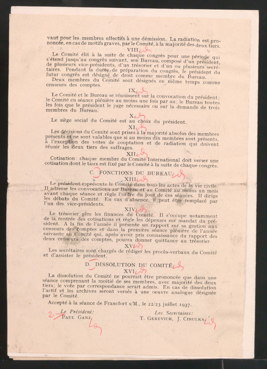 Korrekturfahne von Comité International d'historie de l'art - Reglement Constitutif — Blatt 3