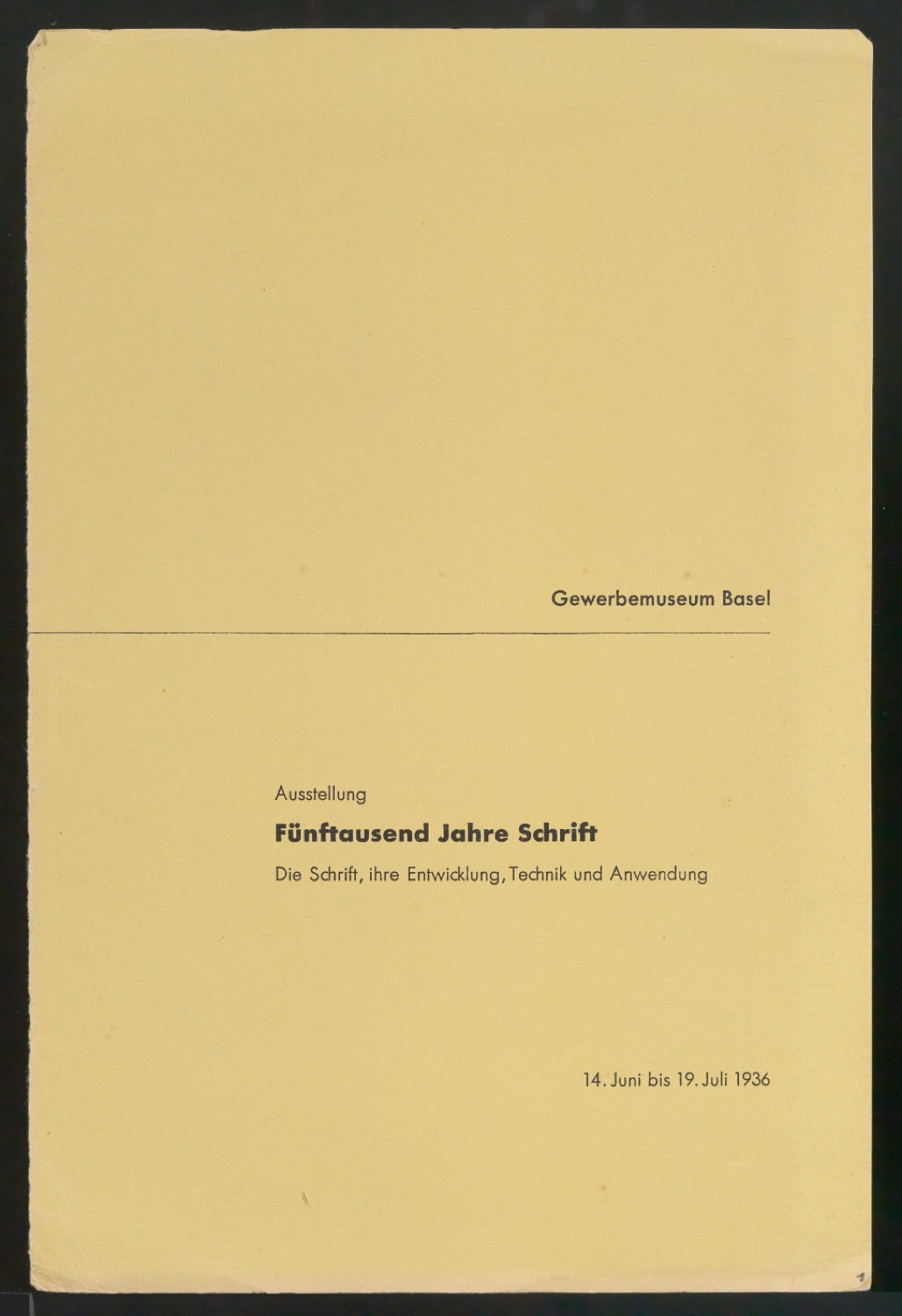 Probedrucke von Umschlag für Ausstellung: Fünftausend Jahre Schrift — Blatt 3