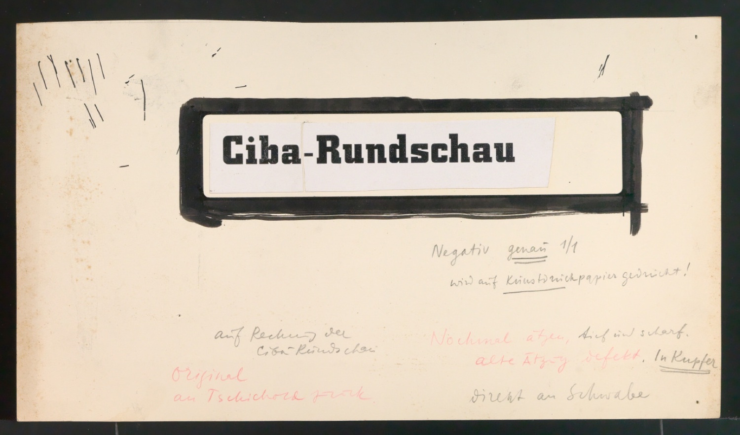 Entwürfe für das Titelblatt von Ciba Rundschau 1 — Blatt 1