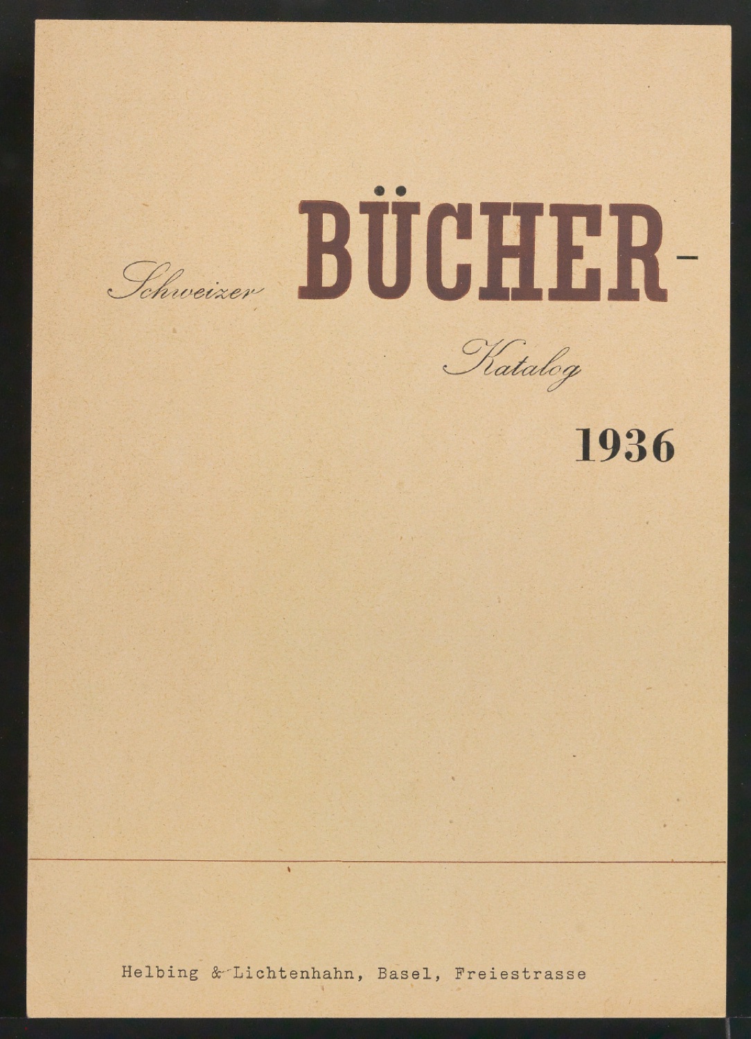 Probedruck für Werbeanzeige für Schweizer Bücherkatalog 1936 — Blatt 1