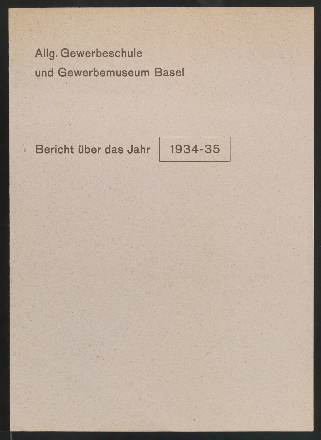 Probedrucke von Umschlag für Bericht über das Jahr 1934-1935 — Blatt 1