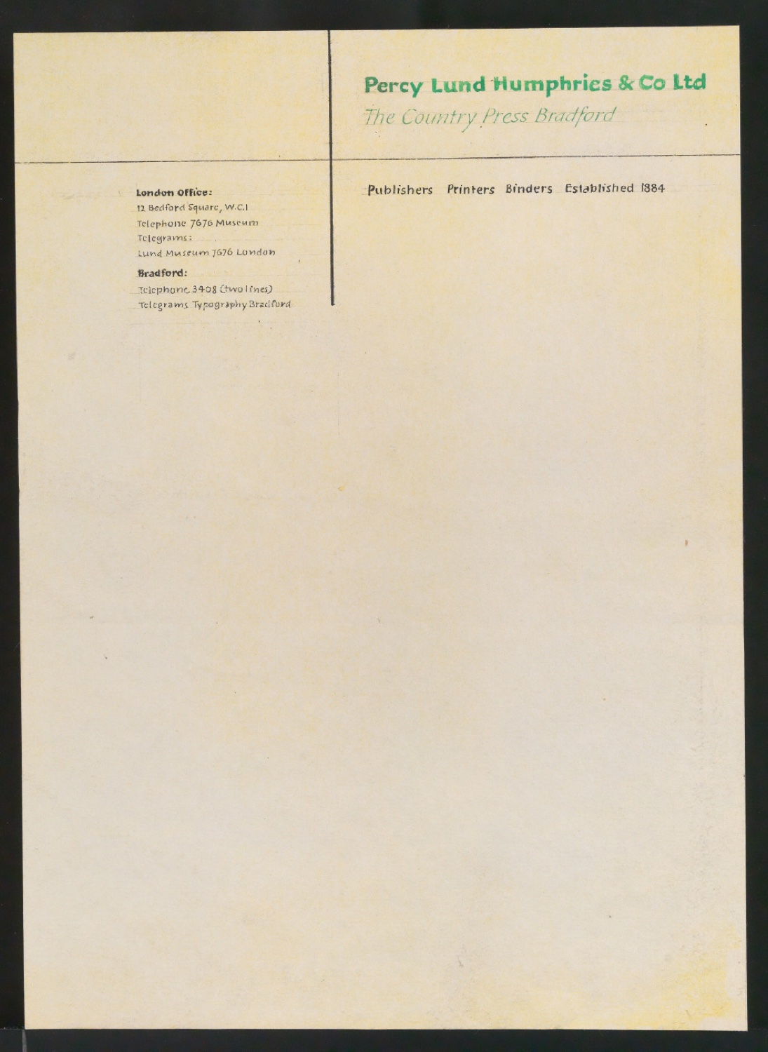 Entwurf von Briefbogen für Lund Humphries & Co Ltd — Blatt 1