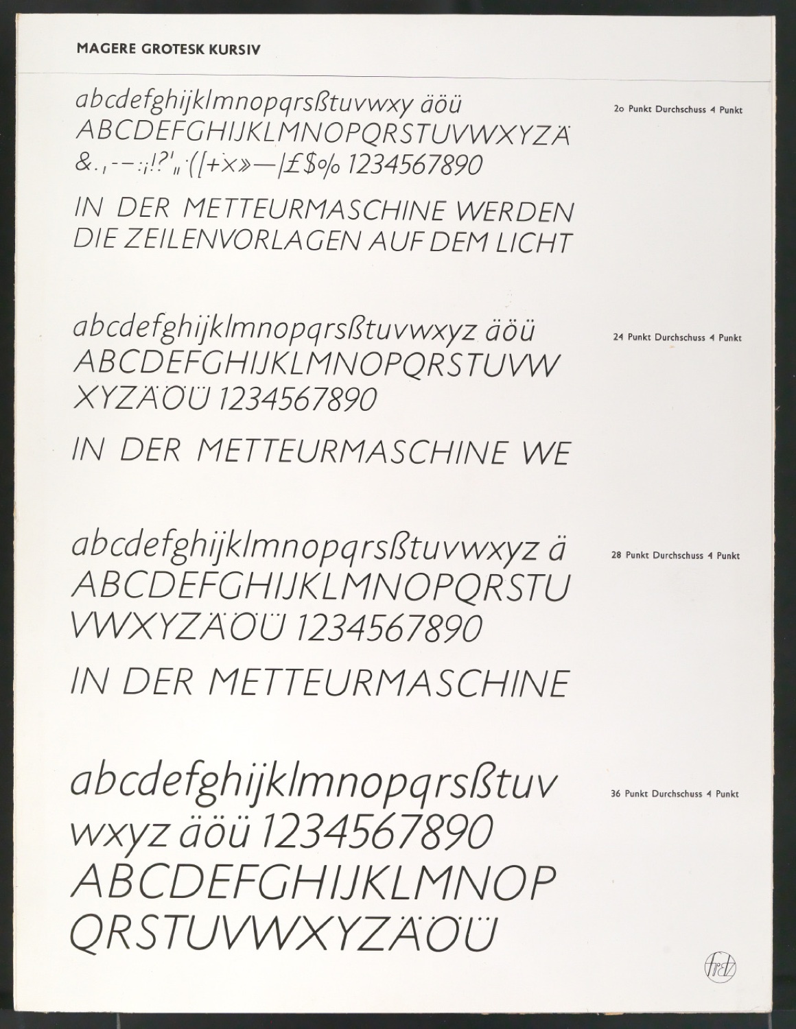 Montierte Kontaktabzüge Uhertype Standard-Grotesk für Uhertype Prospekt — Blatt 1