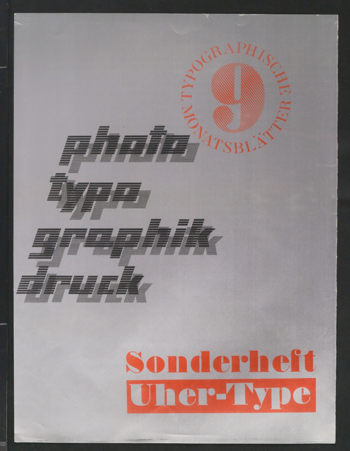 Probedruck für den Umschlag von Typographische Monatsblätter Sonderheft Uher-Type — Blatt 1