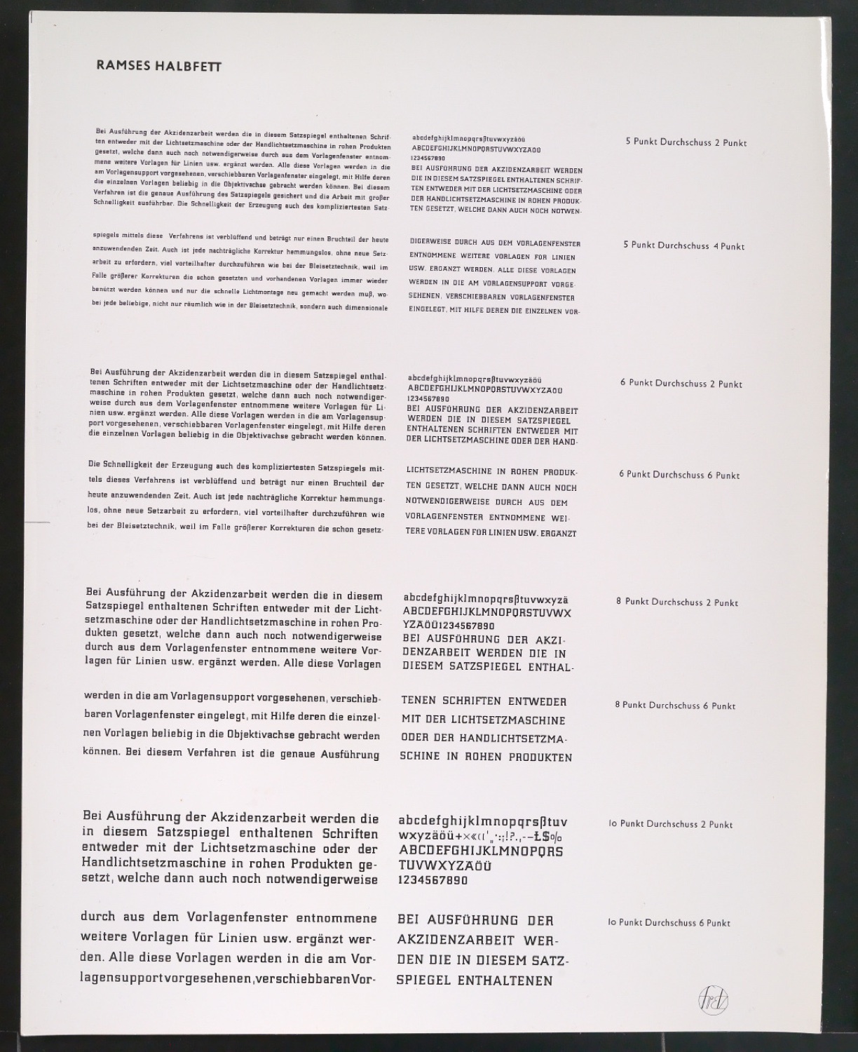 Kontaktabzüge Ramses Fett und Ramses Halbfett für Uhertype Prospekt — Blatt 3