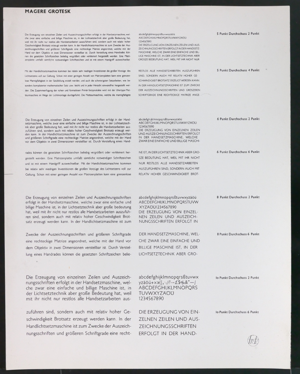 Kontaktabzüge Magere Grotesk für Uhertype Prospekt — Blatt 3