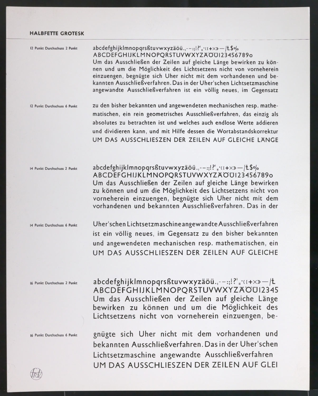 Kontaktabzüge Halbfette Grotesk für Uhertype Prospekt — Blatt 1