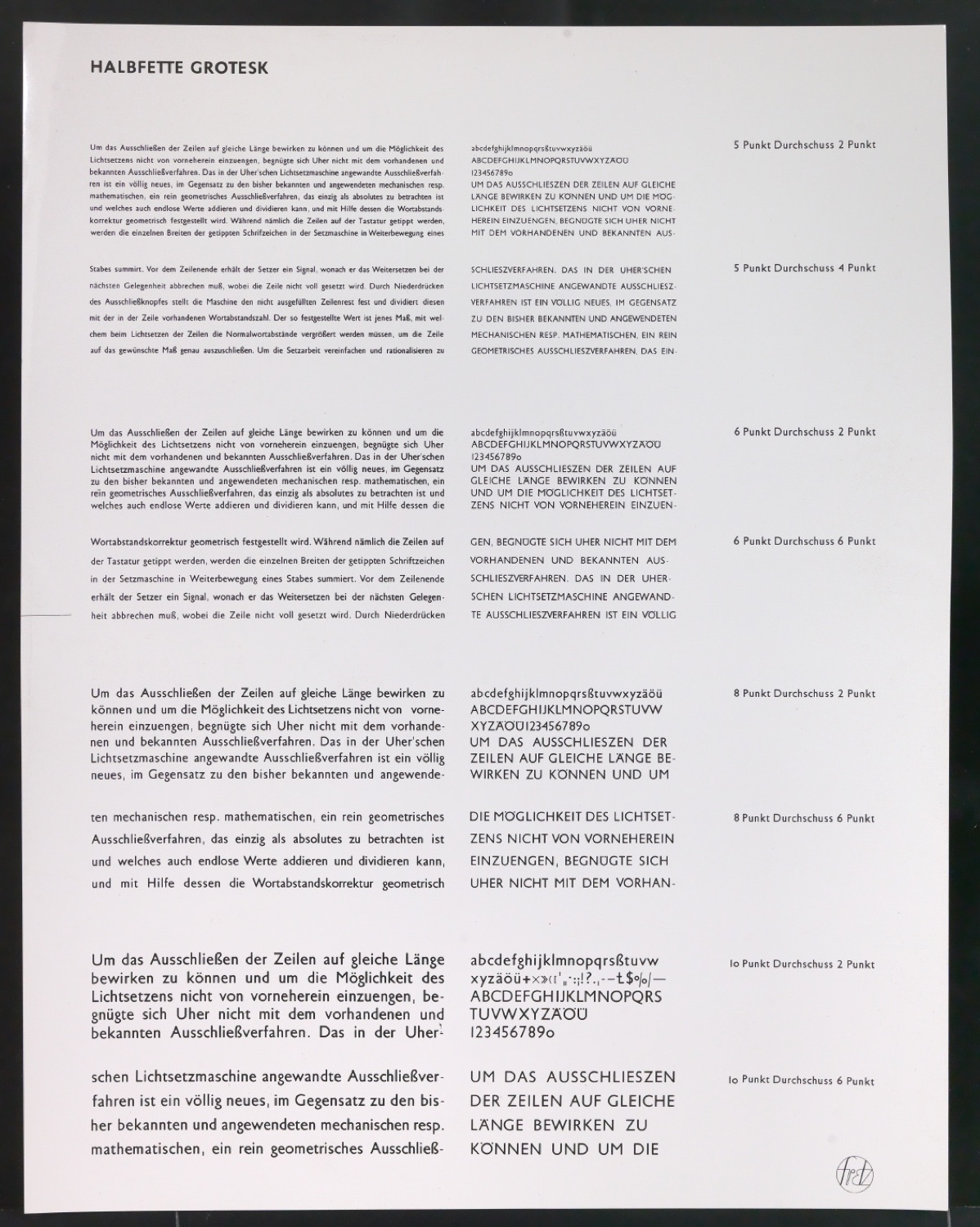 Kontaktabzüge Halbfette Grotesk für Uhertype Prospekt — Blatt 3