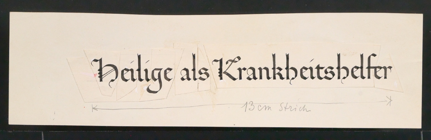 Entwurf des Schriftzuges für das Titelblatt von Heilige als Krankheitshelfer, CIBA-Zeitschrift, Nummer 26 — Blatt 1