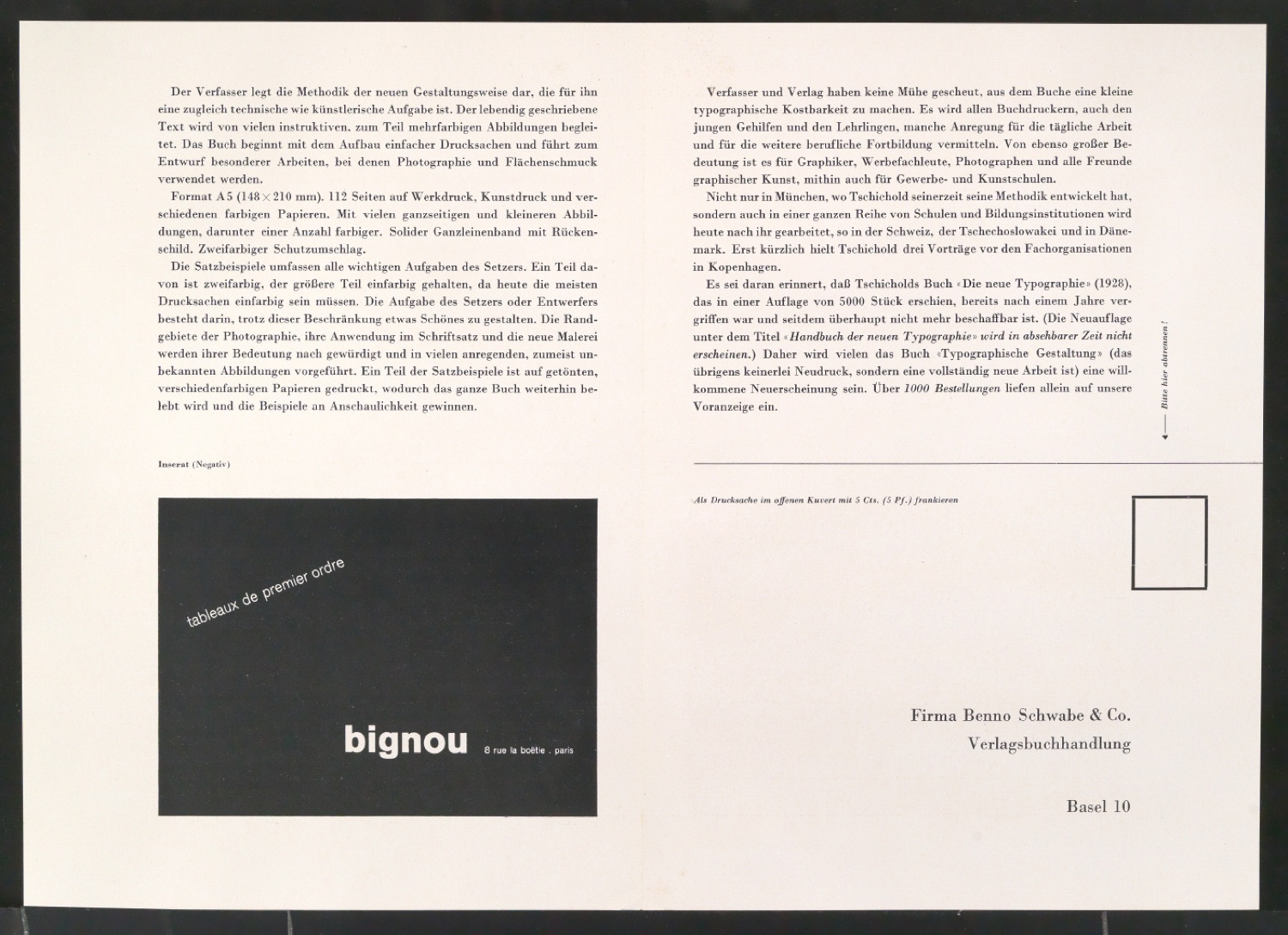 Probedrucke von Bestellscheinen für Typographische Gestaltung — Blatt 2