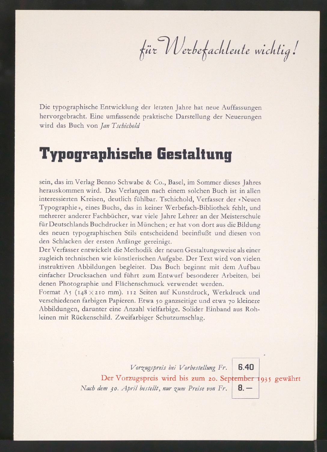 Probedrucke von Bestellscheinen für Typographische Gestaltung — Blatt 5