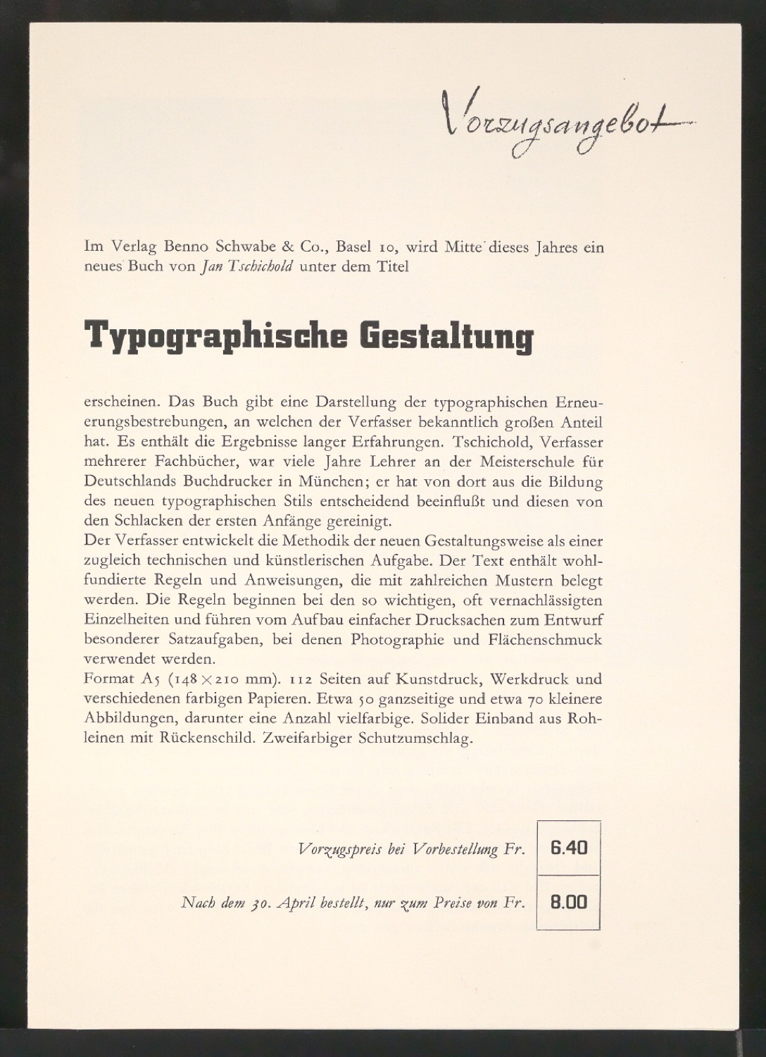 Probedrucke von Bestellscheinen für Typographische Gestaltung — Blatt 8