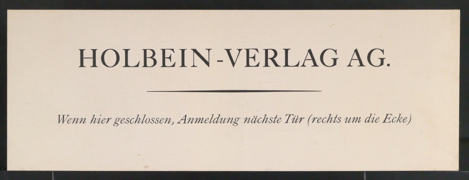 Türschild Holbein-Verlag AG — Blatt 1