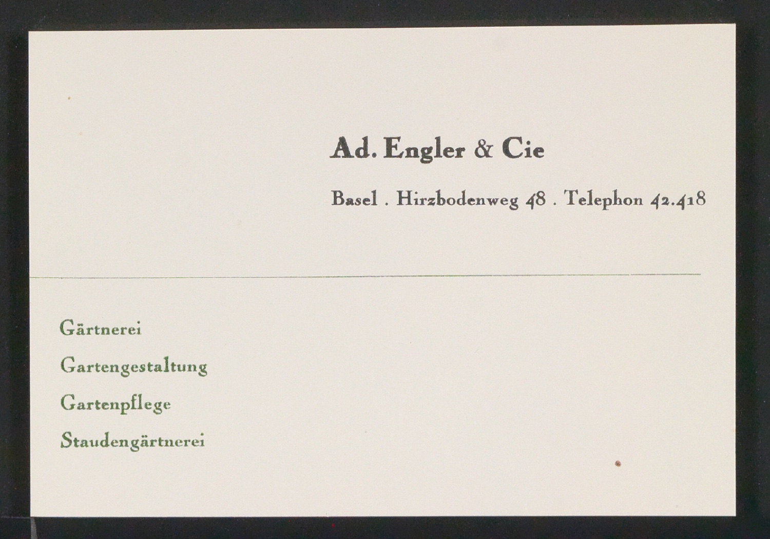 Briefbogen und Skizzen von Visitenkarten für Adolf Engler, Gartenarchitekt — Blatt 5