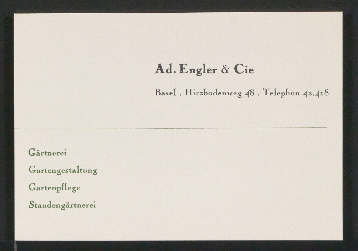 Briefbogen und Skizzen von Visitenkarten für Adolf Engler, Gartenarchitekt — Blatt 7