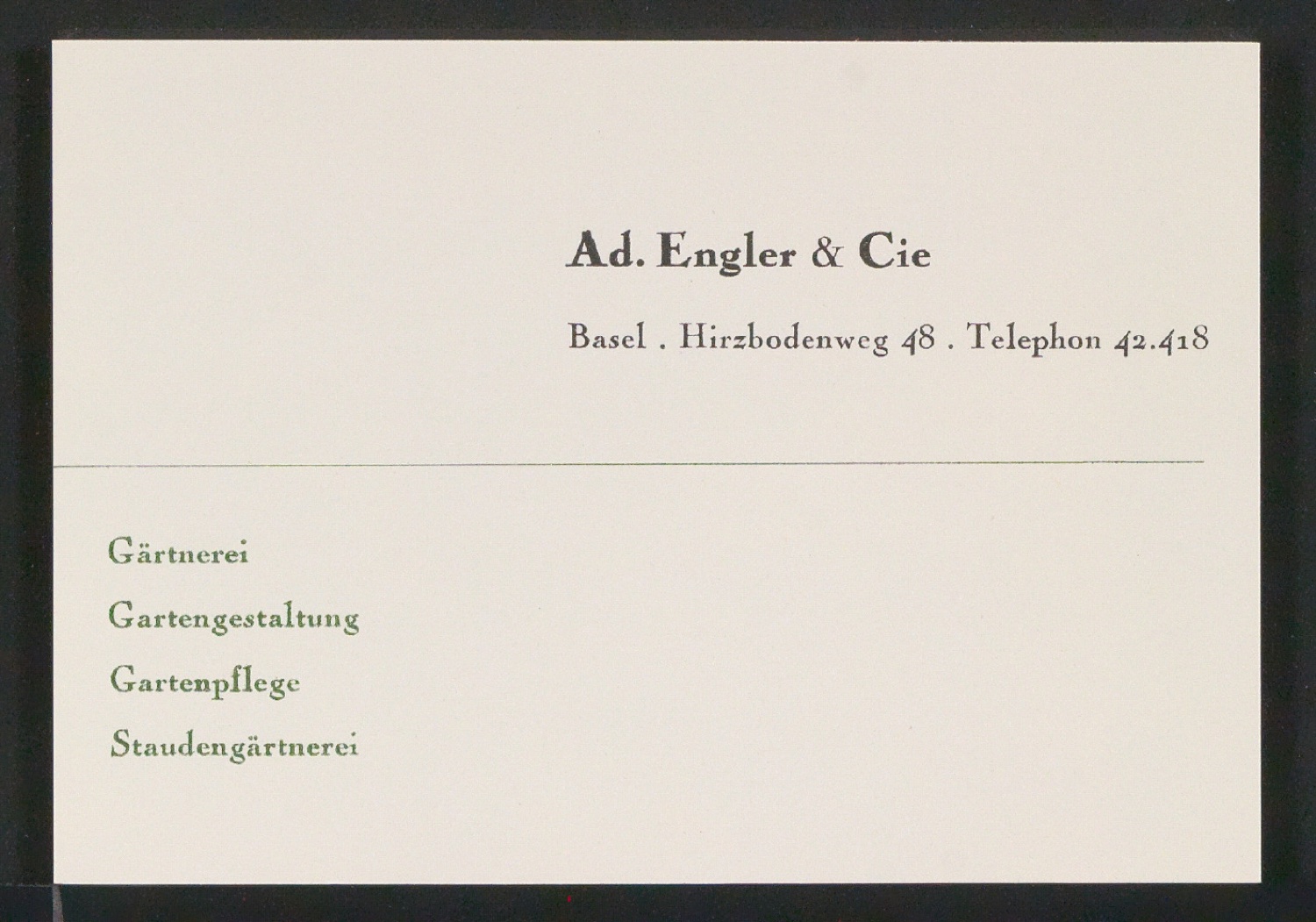 Briefbogen und Skizzen von Visitenkarten für Adolf Engler, Gartenarchitekt — Blatt 13