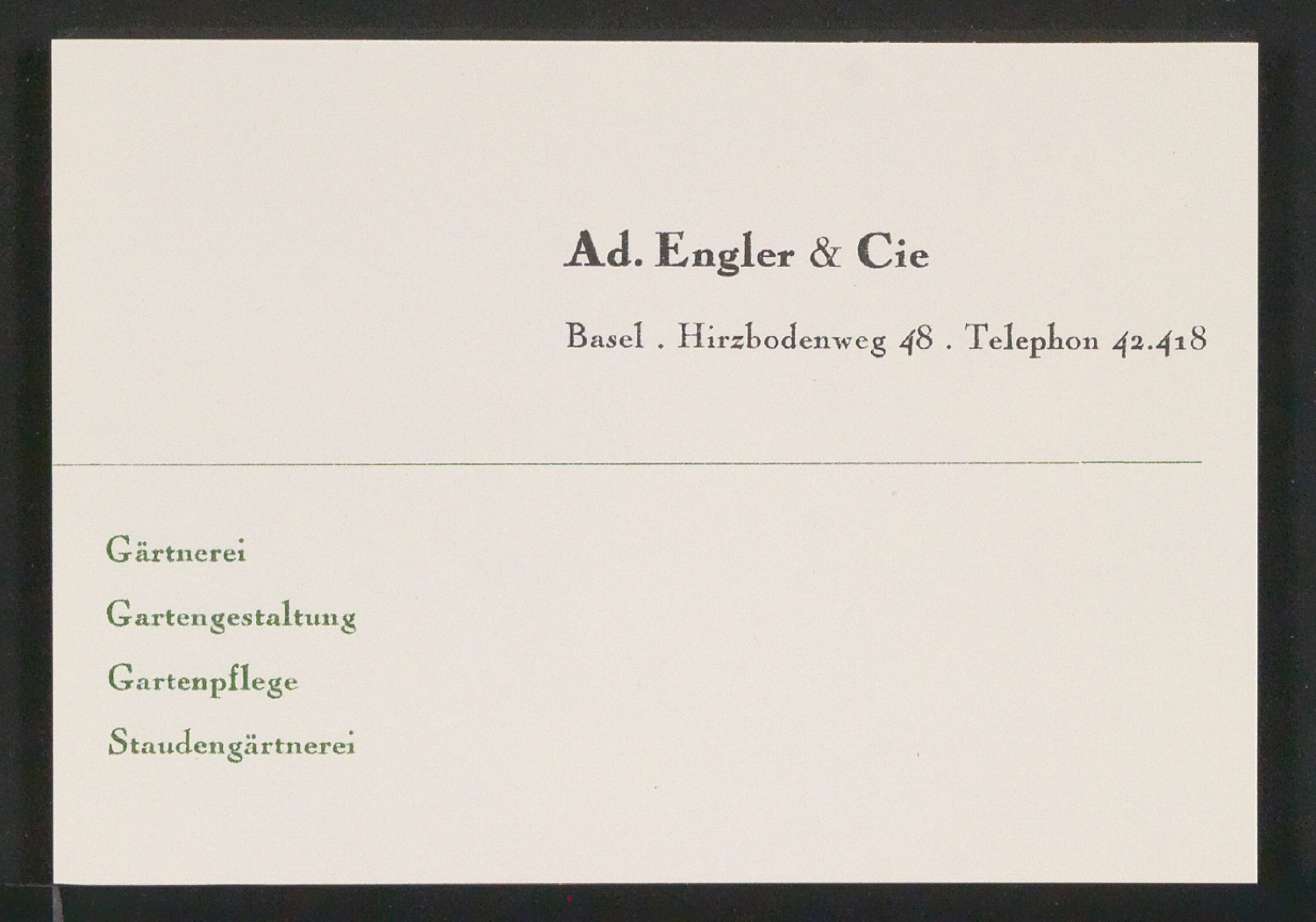Briefbogen und Skizzen von Visitenkarten für Adolf Engler, Gartenarchitekt — Blatt 15