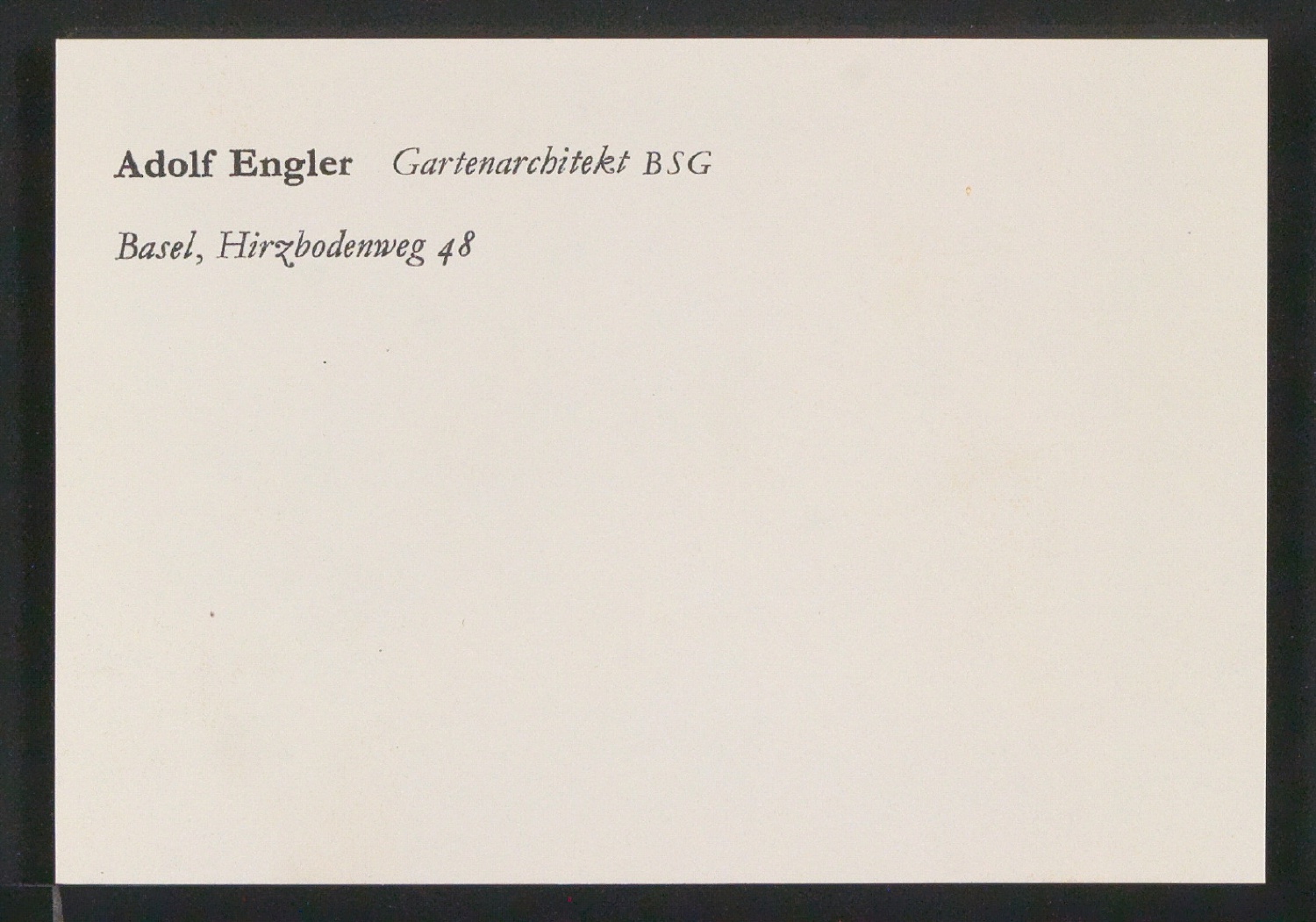 Briefbogen und Skizzen von Visitenkarten für Adolf Engler, Gartenarchitekt — Blatt 19