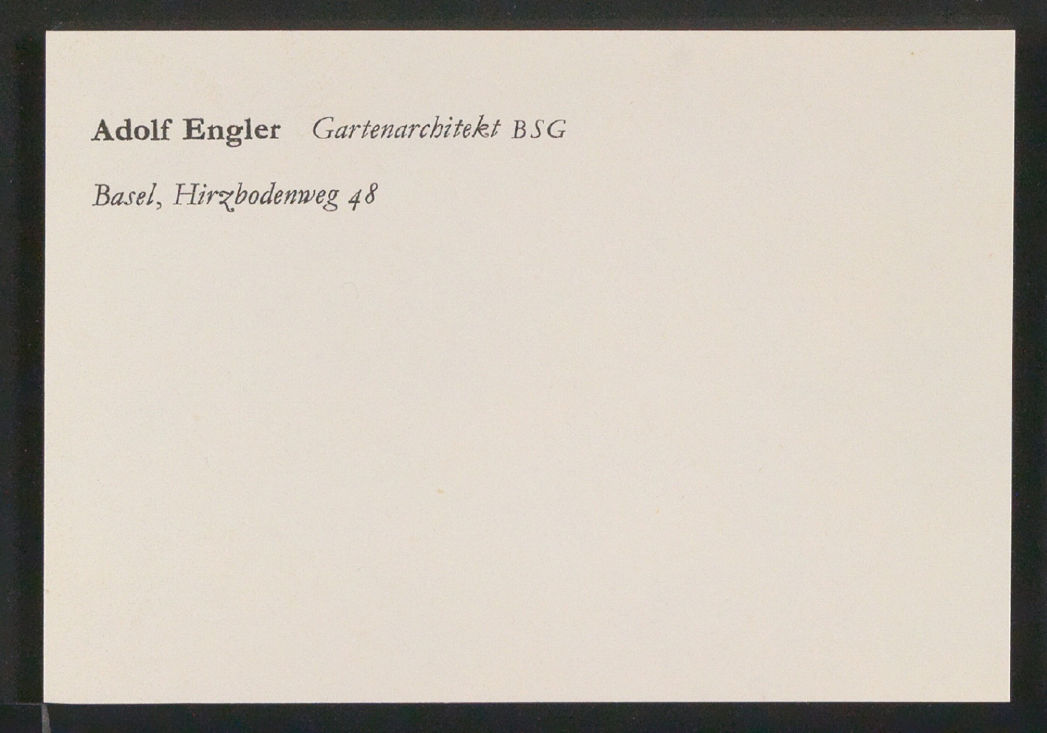 Briefbogen und Skizzen von Visitenkarten für Adolf Engler, Gartenarchitekt — Blatt 21
