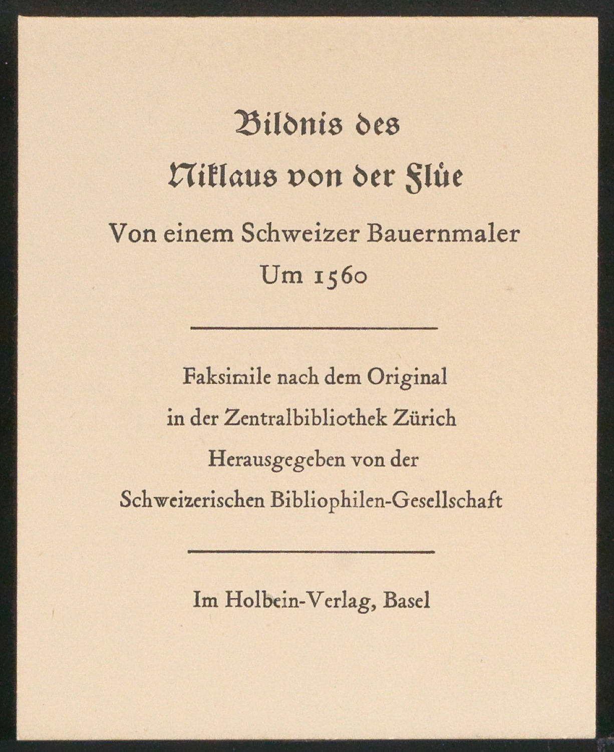 Probedrucke für eine Anzeige für Bildnis Niklaus von der Flüe — Blatt 1
