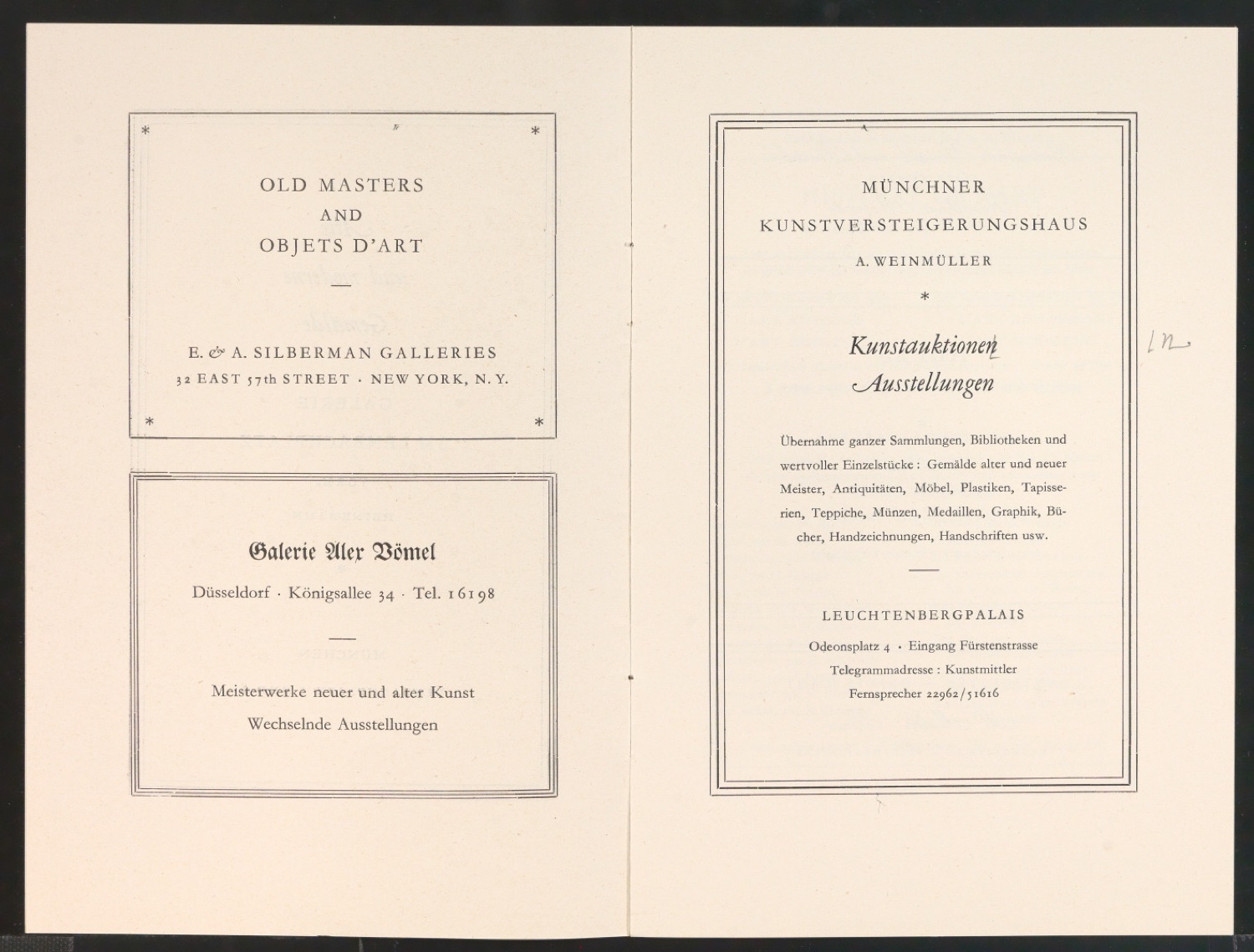 Konvolut von Beilagen zu Veröffentlichungen im Holbein Verlag — Blatt 9