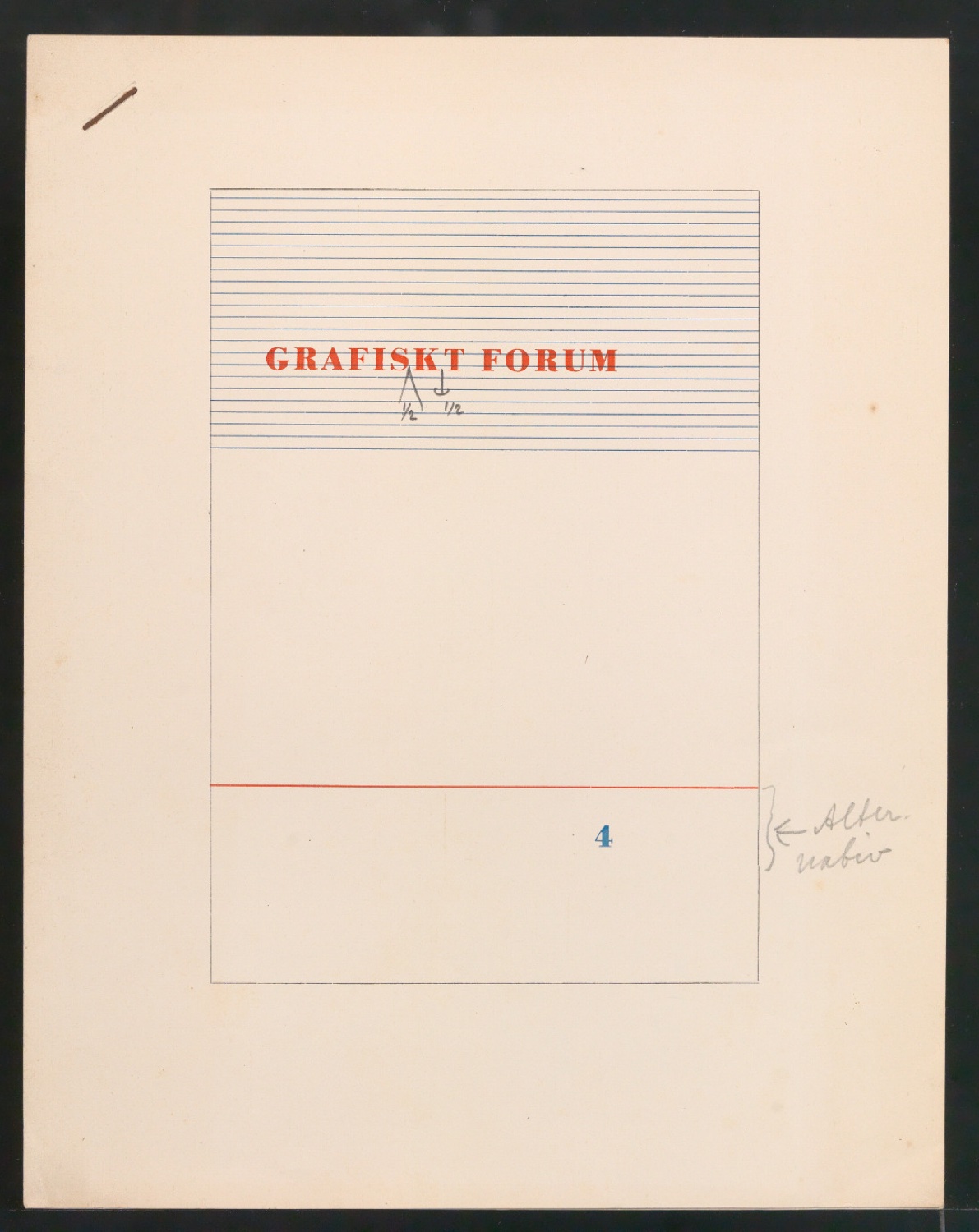 Korrigierter Probedruck für das Titelblatt von Grafisk Forum 4 — Blatt 1